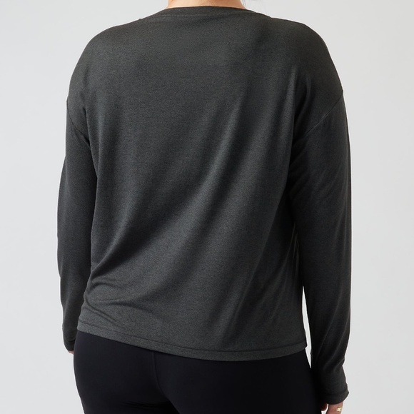 Athleta Uptempo II Long Sleeve Top Women’s 1X Black Heather Athleisure Workout - Picture 2 of 10